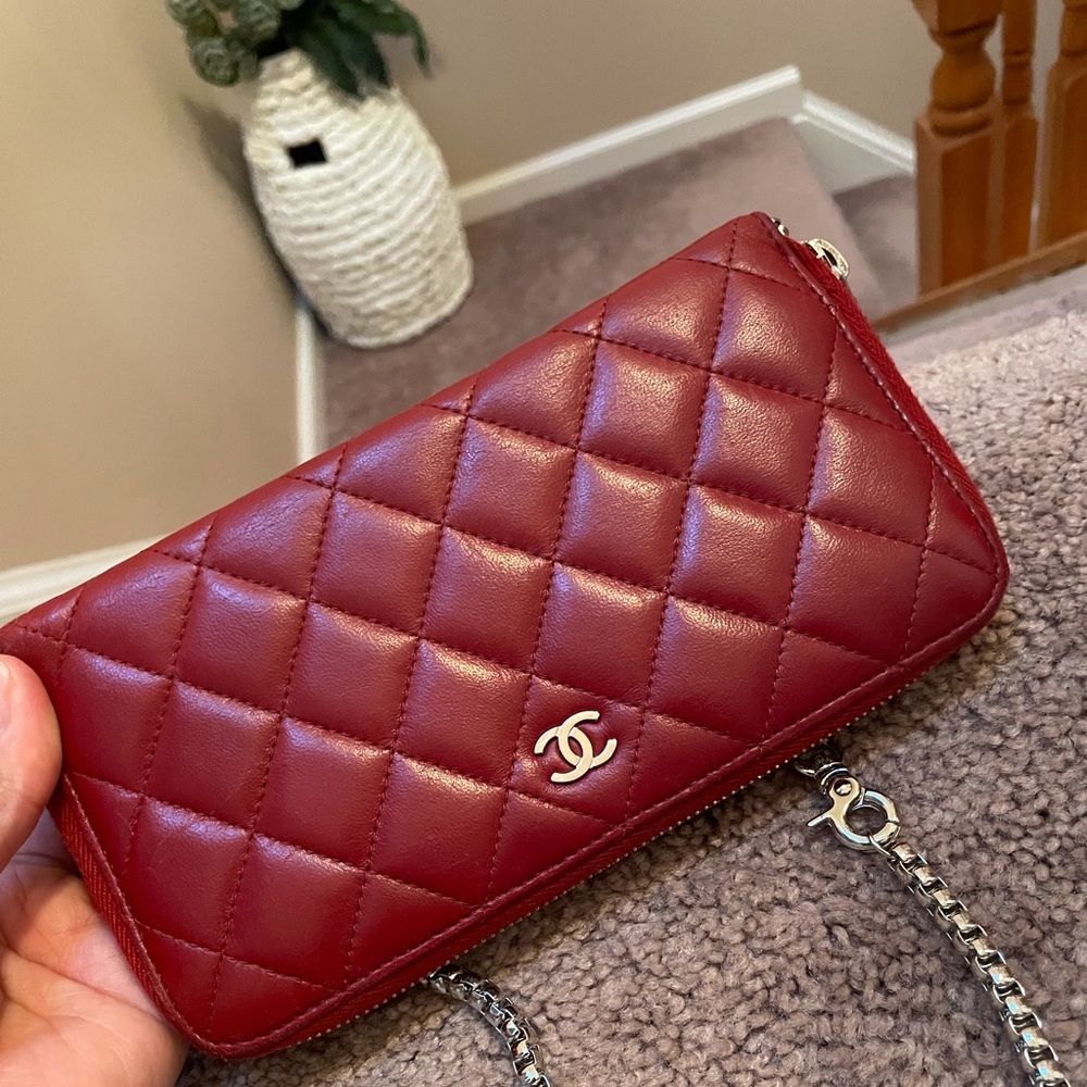 Red Quilted Chanel Lambskin WOC